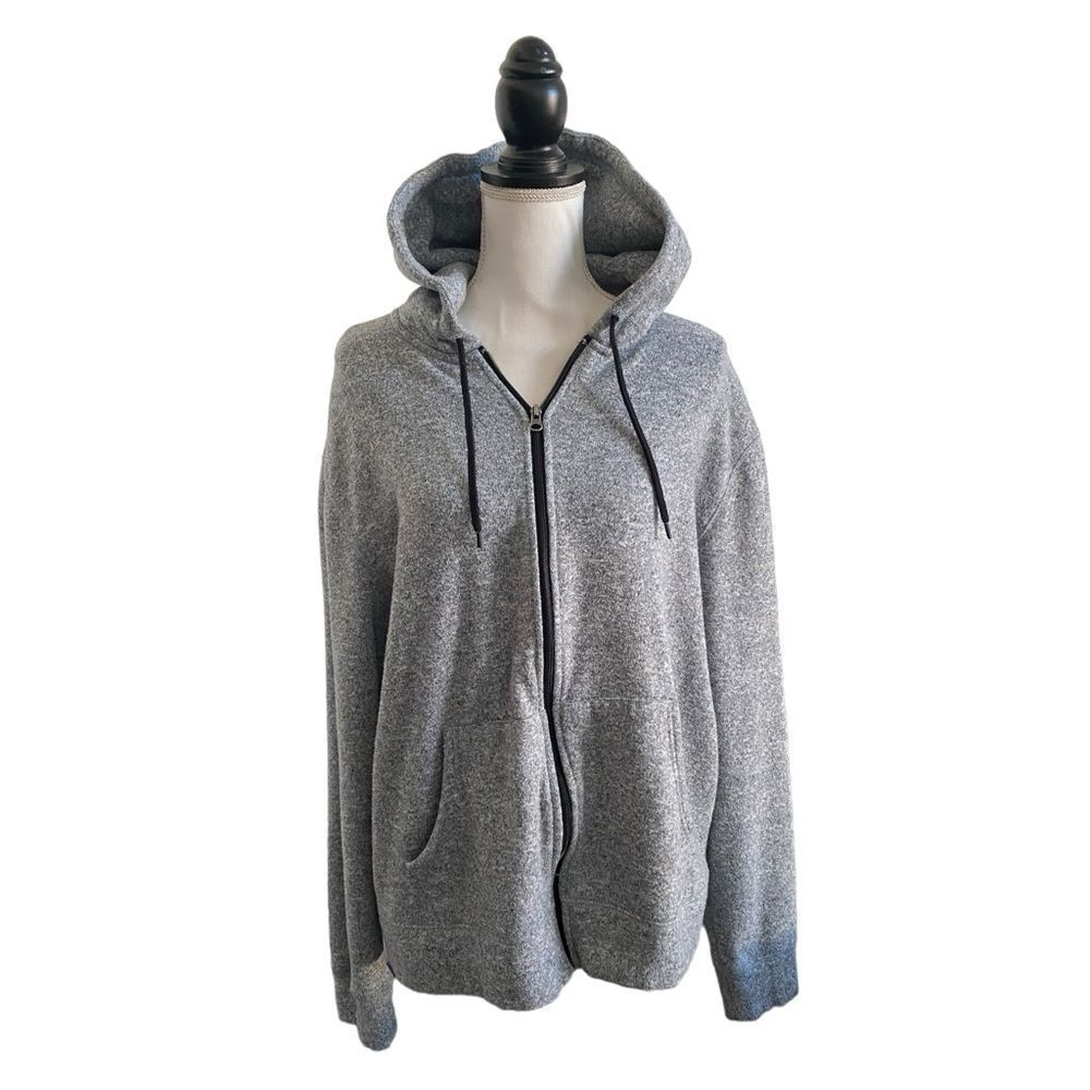 Sonoma Men’s Zip Up Hoodie Marled Gray & Black Size Extra Large XL - Picture 2 of 5